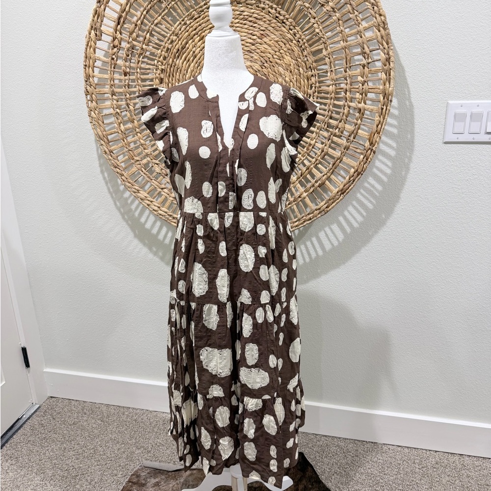 Brown and Cream animal print Midi Dress